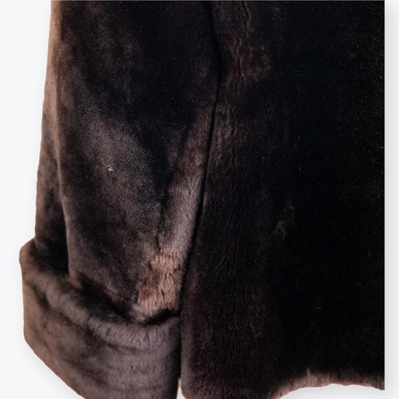Vintage Scarbrough 50s Chocolate Brown Faux Fur XL - Picture 3 of 9